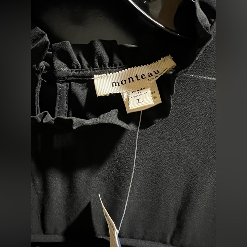 Black long sleeve sheer blouse.